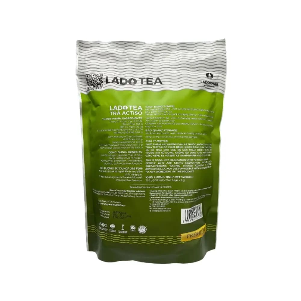 Viên Uống Bảo Vệ Sức Khỏe Ladophar Trà Túi Lọc Actiso (Gói 100 Túi X 2g)