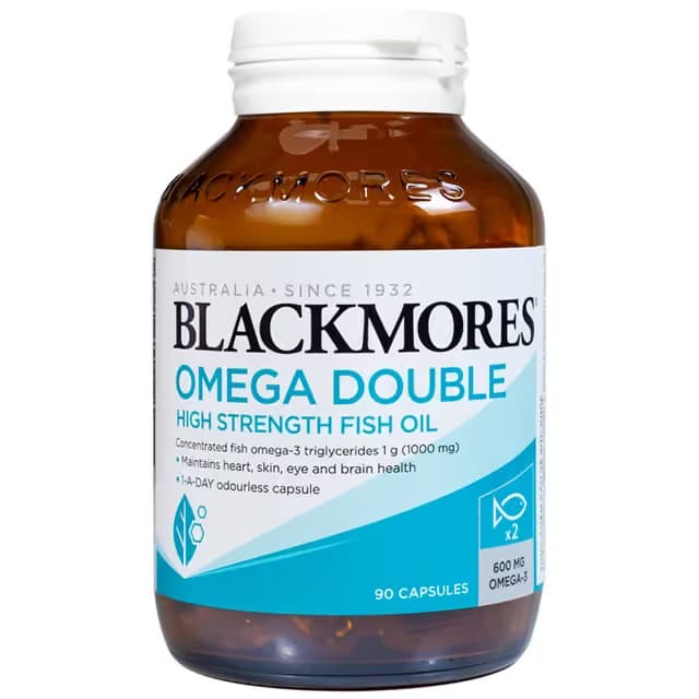 Viên uống Blackmores Omega Double High Strength Fish Oil hỗ trợ cho tim, mắt và da (Hộp 90 viên)