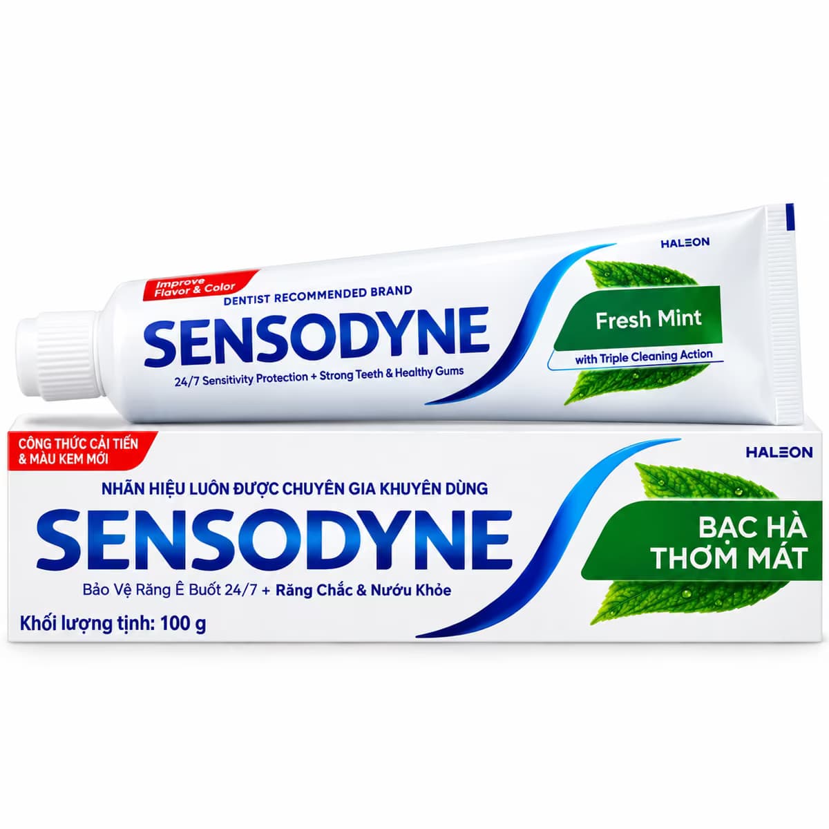 Kem Đánh Răng Sensodyne Fresh Mint Bạc Hà The Mát, Bảo Vệ Răng Ê Buốt Mỗi Ngày (Tuýp 100g)