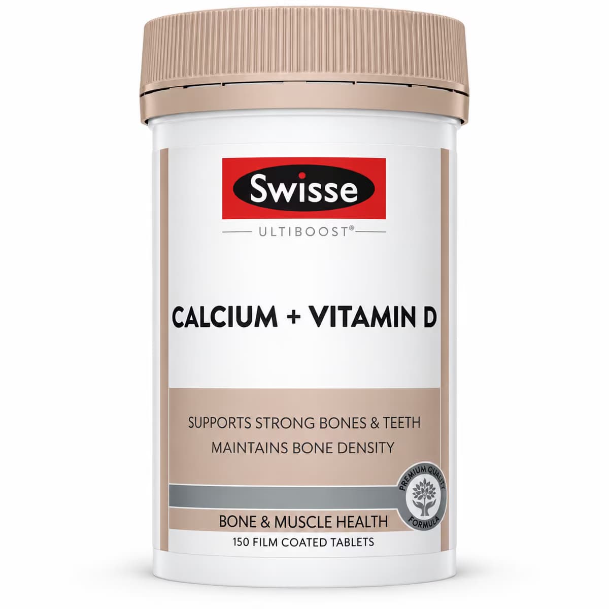 Viên uống Swisse Ultiboost Calcium + Vitamin D giúp hỗ trợ giảm nguy cơ loãng xương (Lọ 150 viên)