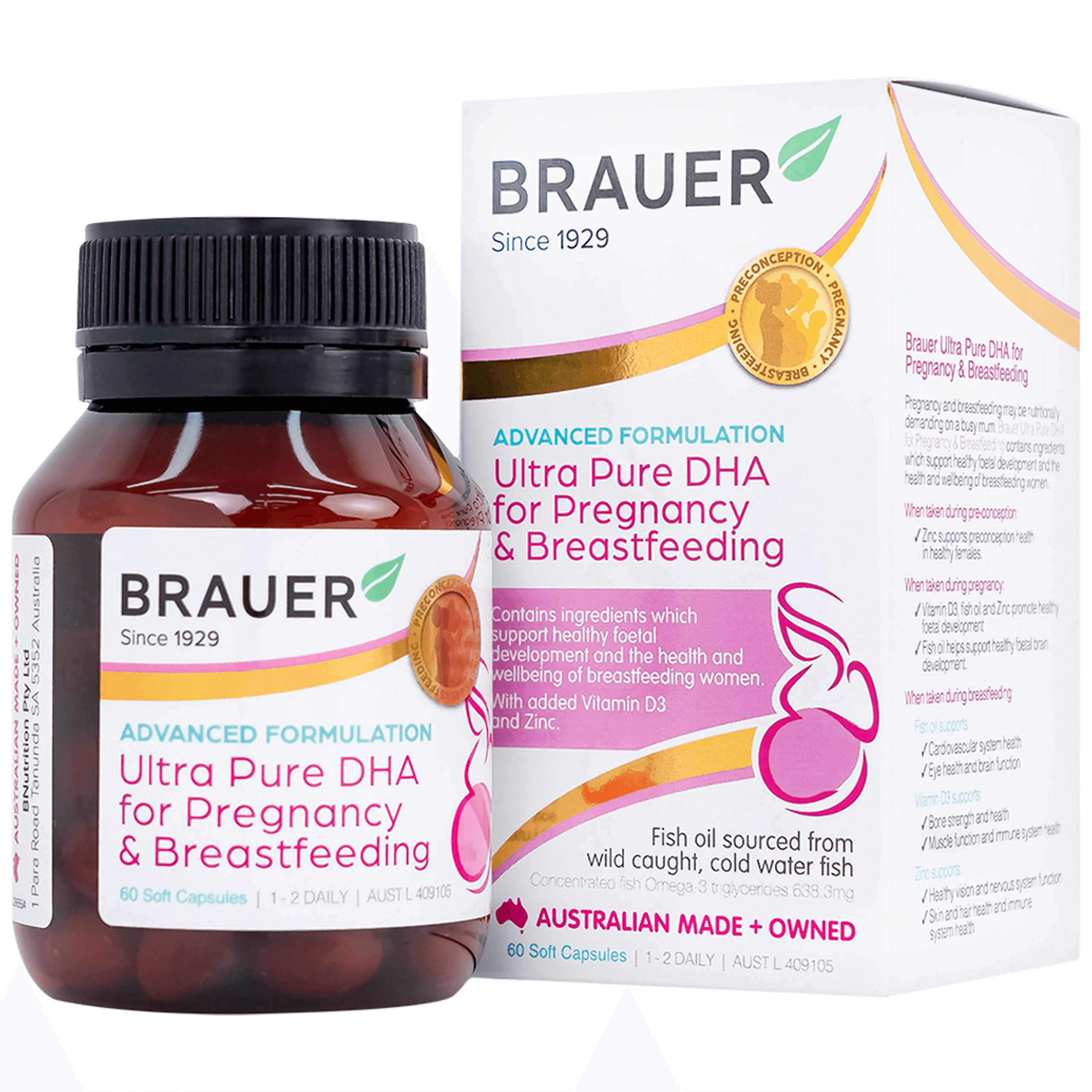 Viên Uống Brauer Ultra Pure Dha For Pregnancy & Breastfeeding (Hộp 60 viên)
