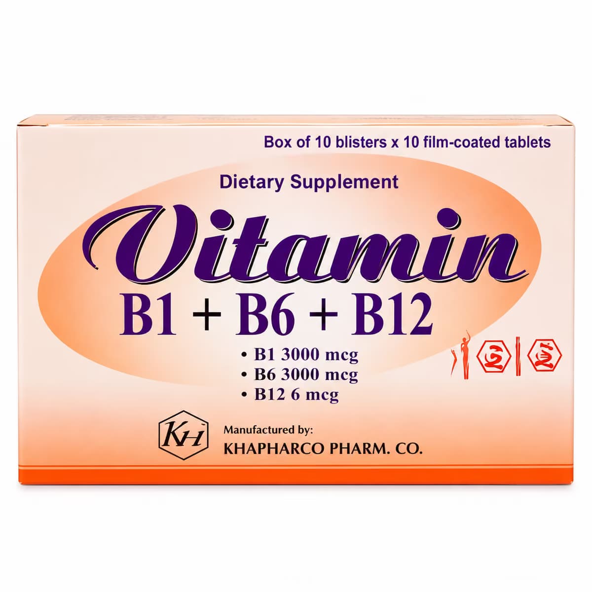 Viên uống Vitamin B1+B6+B12 Khapharco (Hộp 100 viên)