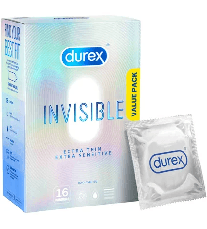 Bao Cao Su Durex Invisible Size 52 Mm (Hộp 16 Bao)
