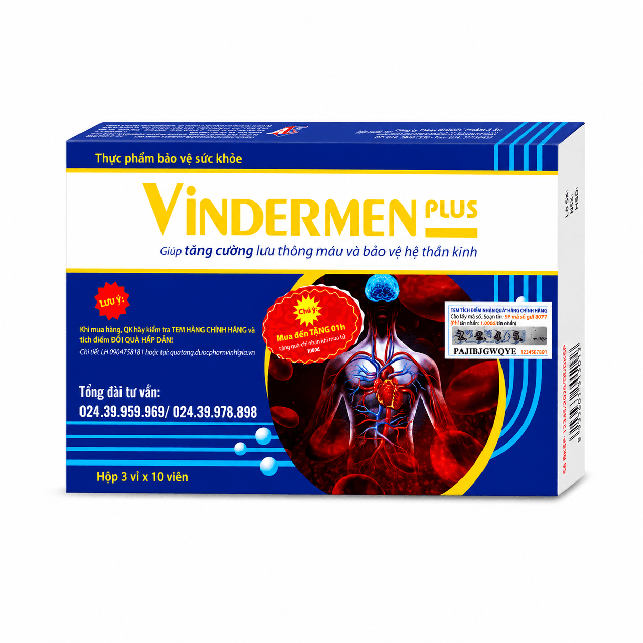 Viên Uống Vindermen Plus Vinh Gia (3 Vỉ X 10 Viên)