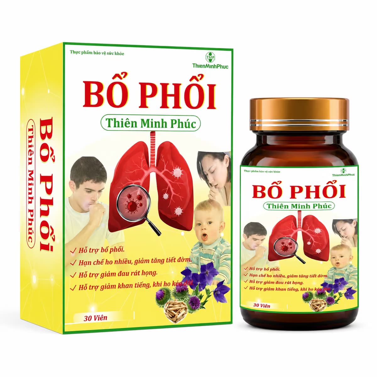 Viên Uống Bảo Vệ Sức Khỏe Bổ Phổi Thiên Minh Phúc (Hộp 30 Viên)