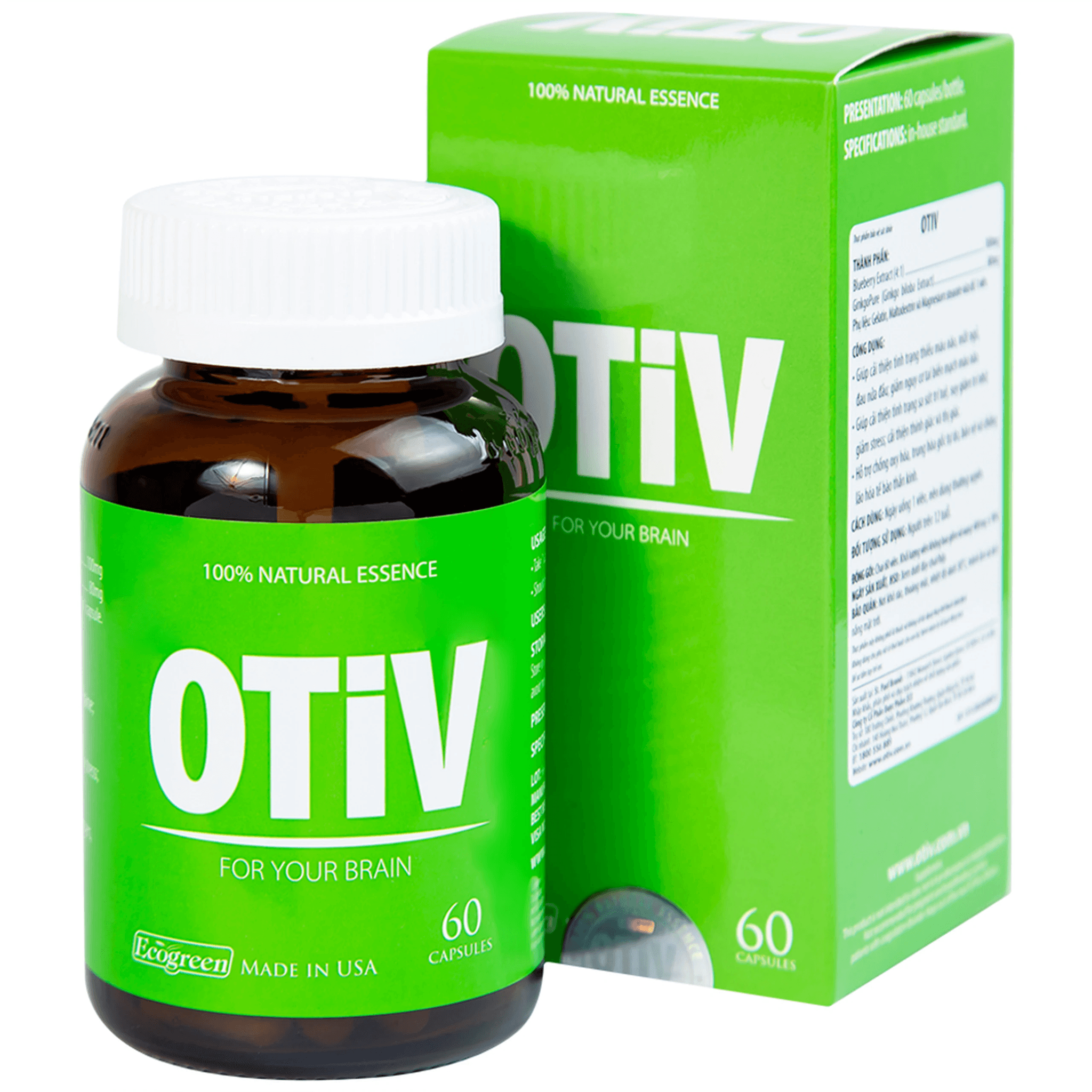 Viên Uống Giúp Tăng Cường Dưỡng Chất Cho Não Ecogreen Otiv (60 Viên)