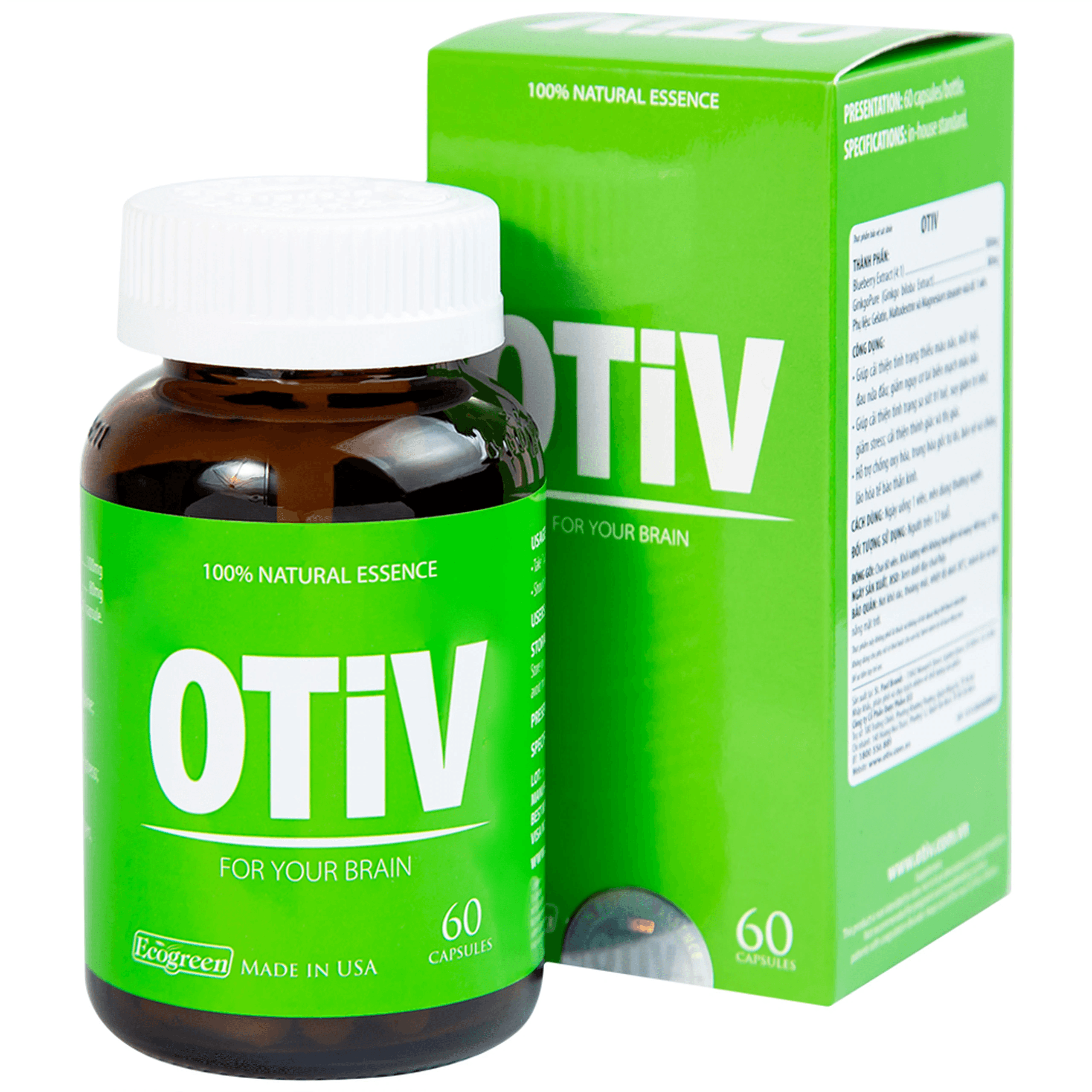 Viên Uống Giúp Tăng Cường Dưỡng Chất Cho Não Ecogreen Otiv (60 Viên)