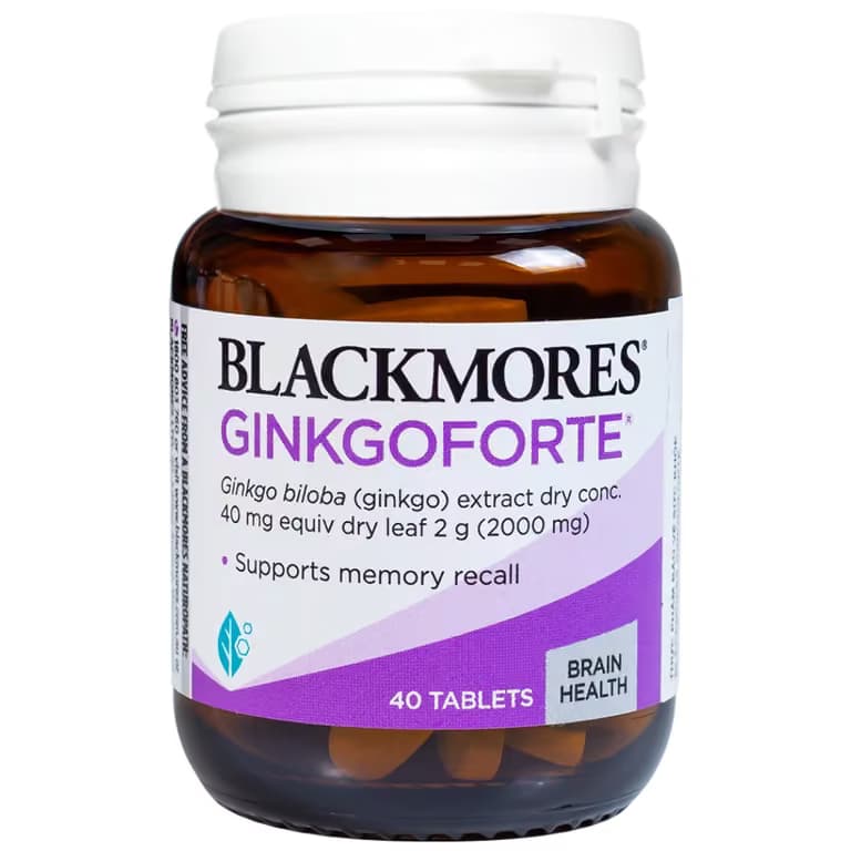Viên uống Blackmores Ginkgo Forte hỗ trợ tuần hoàn máu não (40 viên)