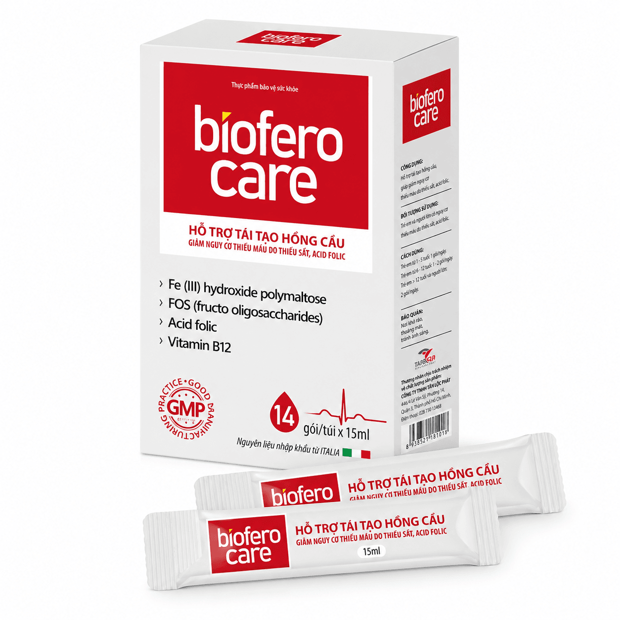 Viên Uống Hỗ Trợ Tạo Hồng Cầu Biofero Care (Hộp 14 Gói x 15ml)