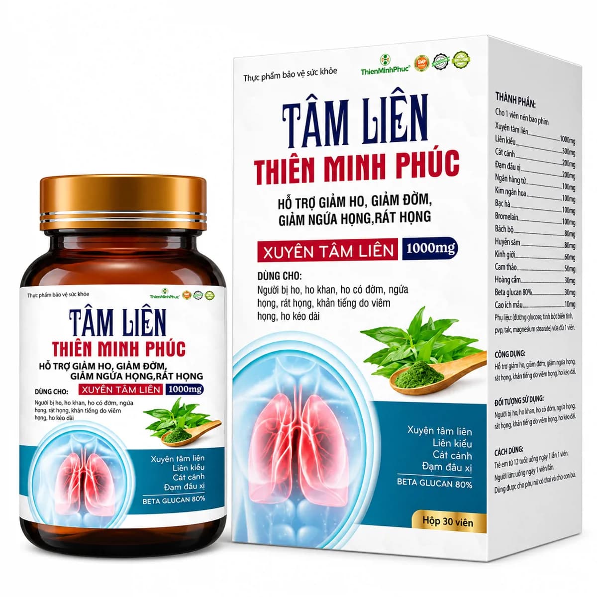 Thực Phẩm Bảo Vệ Sức Khỏe Tâm Liên Thiên Minh Phúc (Hộp 30 Viên)